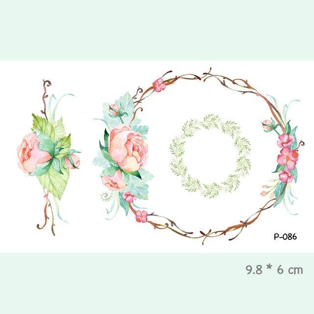 Wyuen Flower Waterproof Temporary Tattoo Stickers for Women on The Body Art Blossom Fake Tattoo 9.8X6cm Translated Tatoo P-029