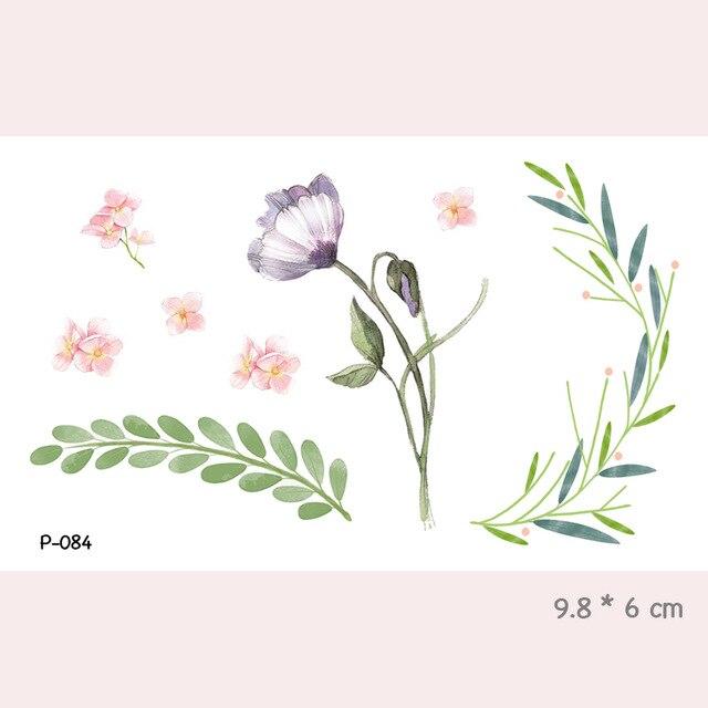 Wyuen Flower Waterproof Temporary Tattoo Stickers for Women on The Body Art Blossom Fake Tattoo 9.8X6cm Translated Tatoo P-029