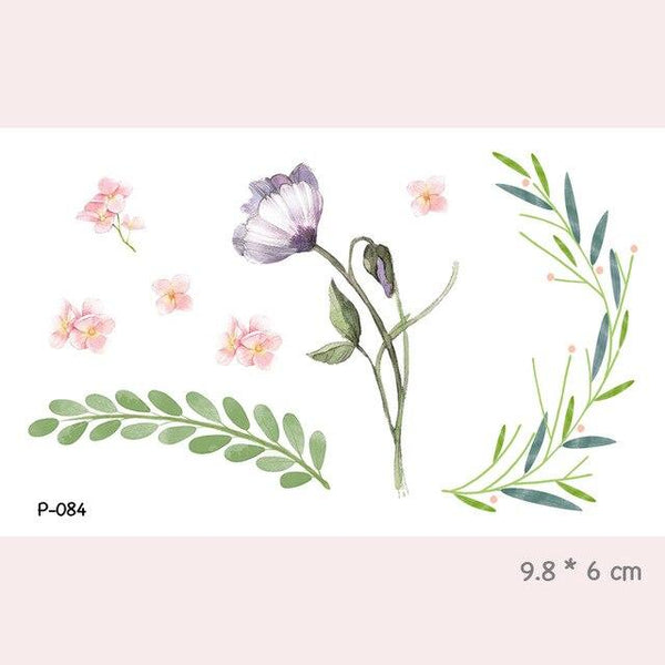 Wyuen Flower Waterproof Temporary Tattoo Stickers for Women on The Body Art Blossom Fake Tattoo 9.8X6cm Translated Tatoo P-029