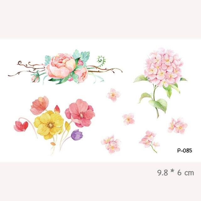 Wyuen Flower Waterproof Temporary Tattoo Stickers for Women on The Body Art Blossom Fake Tattoo 9.8X6cm Translated Tatoo P-029