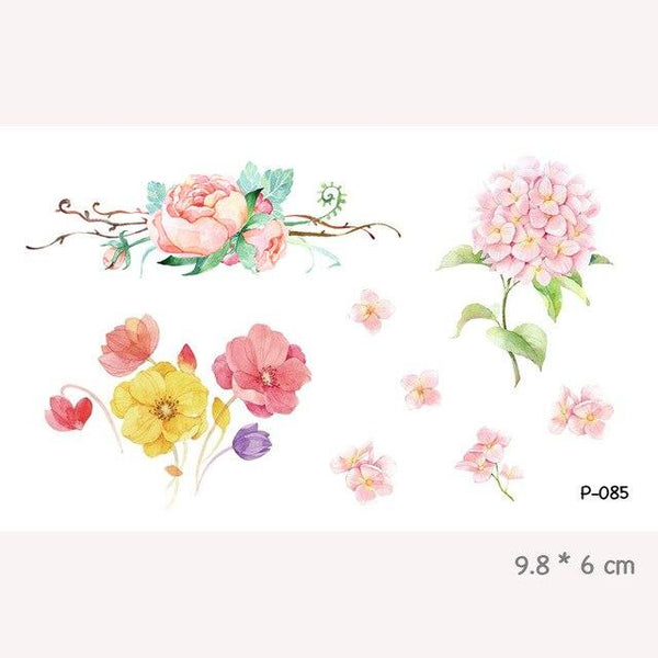 Wyuen Flower Waterproof Temporary Tattoo Stickers for Women on The Body Art Blossom Fake Tattoo 9.8X6cm Translated Tatoo P-029
