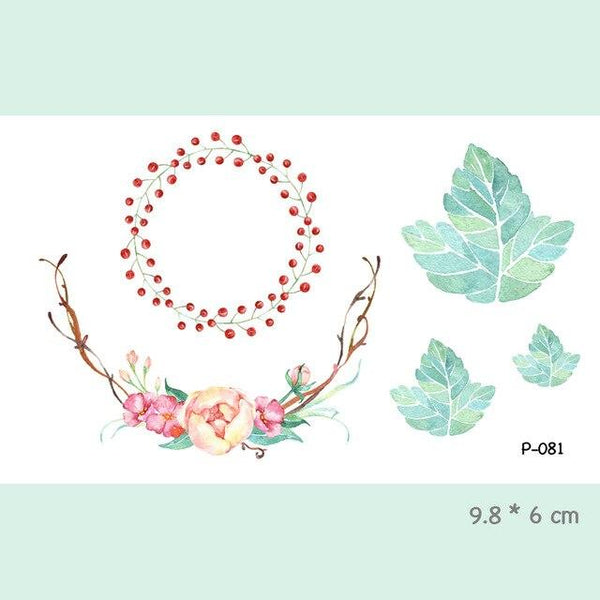 Wyuen Flower Waterproof Temporary Tattoo Stickers for Women on The Body Art Blossom Fake Tattoo 9.8X6cm Translated Tatoo P-029