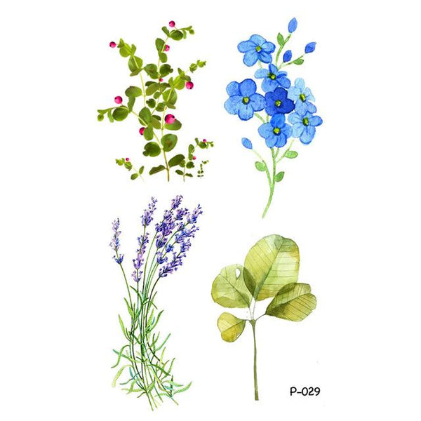 Wyuen Flower Waterproof Temporary Tattoo Stickers for Women on The Body Art Blossom Fake Tattoo 9.8X6cm Translated Tatoo P-029