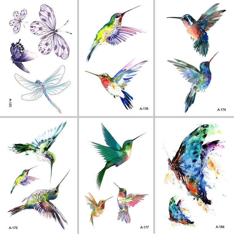 Wyuen Bird Temporary Tattoo for Adult  Waterproof Tatoo Stickers Body Art Beautiful 3D Butterfly Fake Tattoo for Women A-078