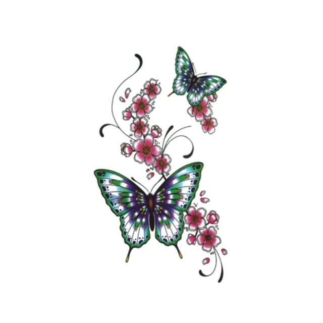 Wyuen Bird Temporary Tattoo for Adult  Waterproof Tatoo Stickers Body Art Beautiful 3D Butterfly Fake Tattoo for Women A-078