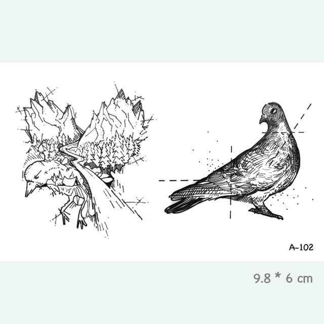 Wyuen Bird Temporary Tattoo for Adult  Waterproof Tatoo Stickers Body Art Beautiful 3D Butterfly Fake Tattoo for Women A-078
