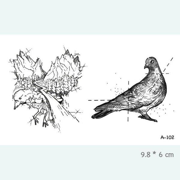 Wyuen Bird Temporary Tattoo for Adult  Waterproof Tatoo Stickers Body Art Beautiful 3D Butterfly Fake Tattoo for Women A-078