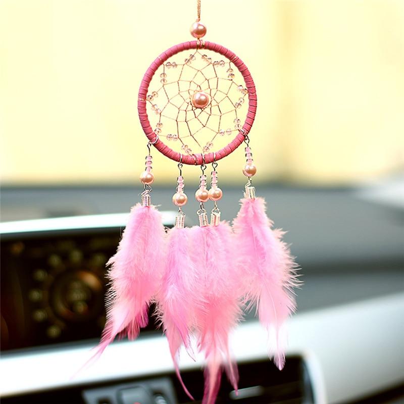 Car Ornament Handmade Indian Dream Catcher Net with Feathers Wind Chimes Wall Hanging Dreamcatcher Craft Gift Home Decoration