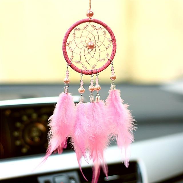 Car Ornament Handmade Indian Dream Catcher Net with Feathers Wind Chimes Wall Hanging Dreamcatcher Craft Gift Home Decoration
