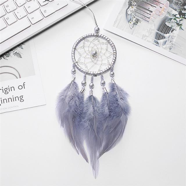 Car Ornament Handmade Indian Dream Catcher Net with Feathers Wind Chimes Wall Hanging Dreamcatcher Craft Gift Home Decoration