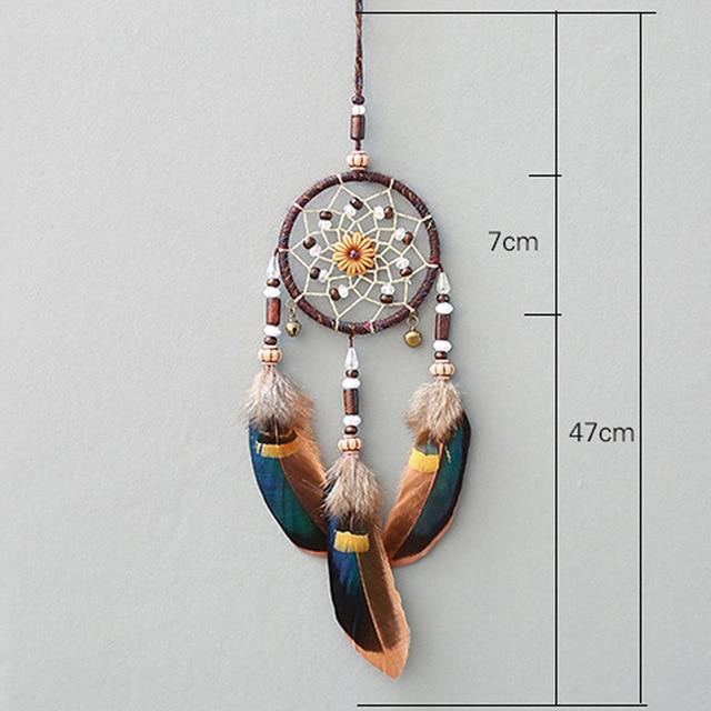 Car Ornament Handmade Indian Dream Catcher Net with Feathers Wind Chimes Wall Hanging Dreamcatcher Craft Gift Home Decoration