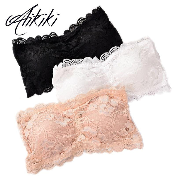 Sexy Brand Women's Lace Floral Bralet Bra Bustier Back Closure Bandeau Crop Top Padded Bra Bralette Strapless Tube Top Lingerie