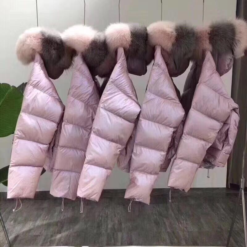 White Duck 2-sided Wearing High Quality 2019 Down Wearing Bright Fashion Jacket Women New Silver Collar Short Women Coats Slim