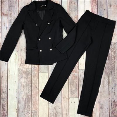 TAOVK Women's Blazer Pant Suits Notched Collar Buttons Design Jacket and Mid Lined Trousers OL Sets