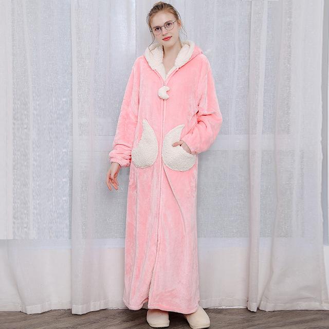 Lovers Winter Long Warm Thick Flannel Coral Fleece Bathrobe Mens Star Moon Bath Robe Grey Sleepwear Hooded Night Wear Dress Gown