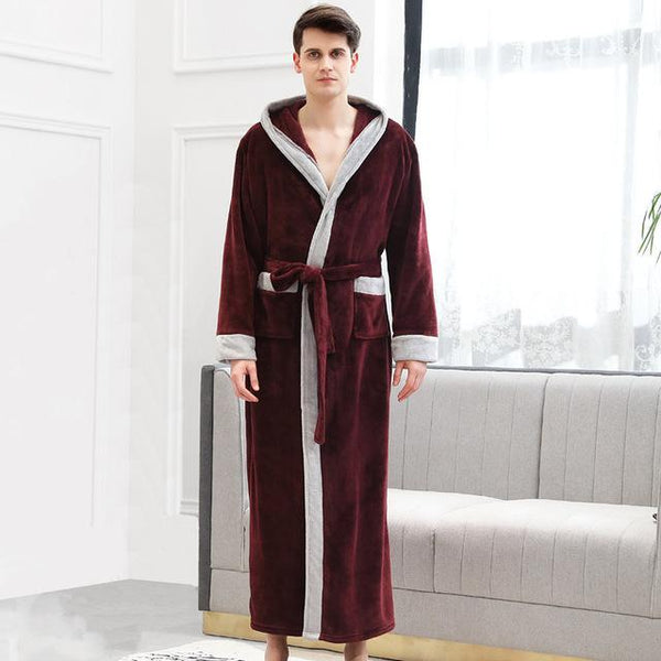 Winter Ankle-Length Warm Robe Thick Men Women Coral Fleece Kimono Bathrobe Lovers Couple Nightgown Gown Sleepwear Long Nightwear