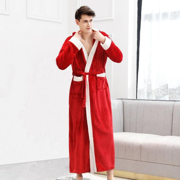 Winter Ankle-Length Warm Robe Thick Men Women Coral Fleece Kimono Bathrobe Lovers Couple Nightgown Gown Sleepwear Long Nightwear