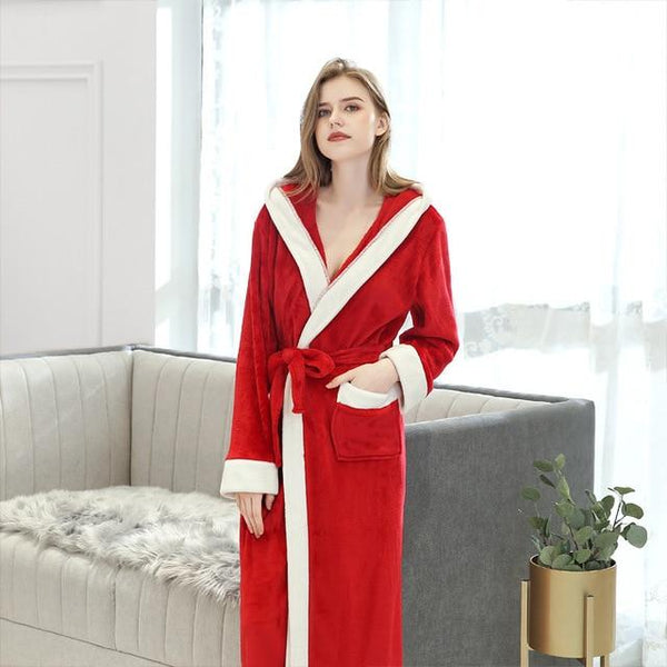 Winter Ankle-Length Warm Robe Thick Men Women Coral Fleece Kimono Bathrobe Lovers Couple Nightgown Gown Sleepwear Long Nightwear