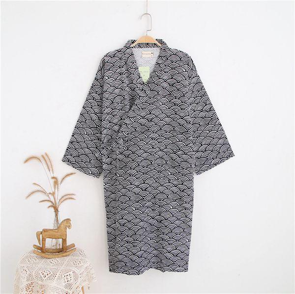 Summer New thin Robe Loose men Japanese Style bathrobe 100% cotton double deck gauze Sleepwear Sleeprobe home Wear Leisure wear