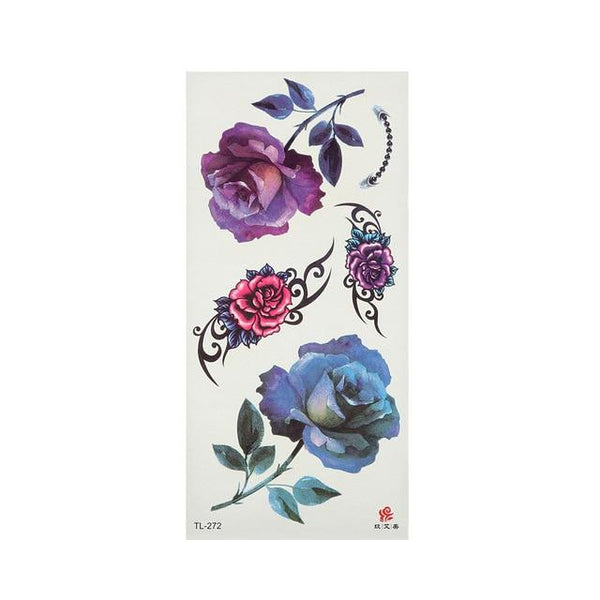 1Pc 3D Lifelike Rose Flower Sex Waterproof Temporary Tattoos Women Flash Tattoo Arm Shoulder Big Flowers Stickers