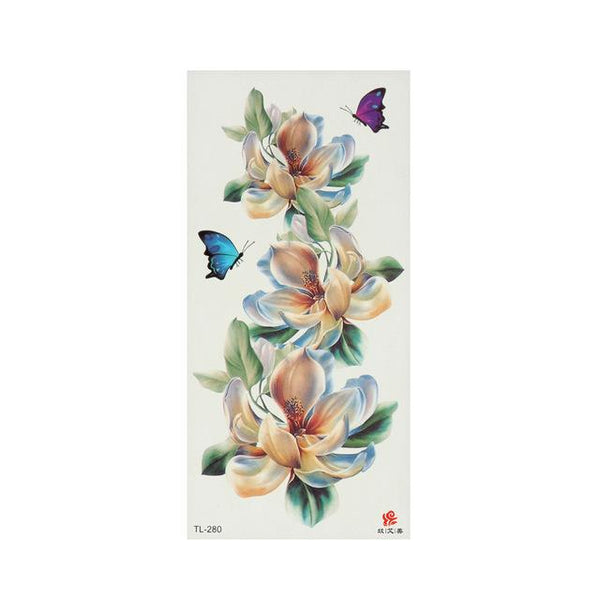 1Pc 3D Lifelike Rose Flower Sex Waterproof Temporary Tattoos Women Flash Tattoo Arm Shoulder Big Flowers Stickers