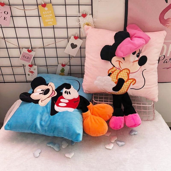 1pcs 35cm 3D Mickey Mouse And Minnie Mouse Plush Pillow Kawaii Mickey And Minnie Soft Cusion Gifts For Children