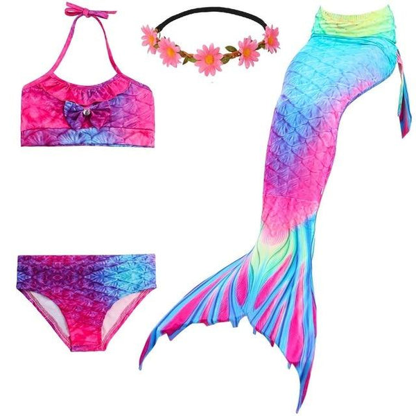 2019 New Girls Swimsuit Mermaid Tails for Swimming Princess Bikini Bathing Suit Set for 3-12Y(No Monofin)