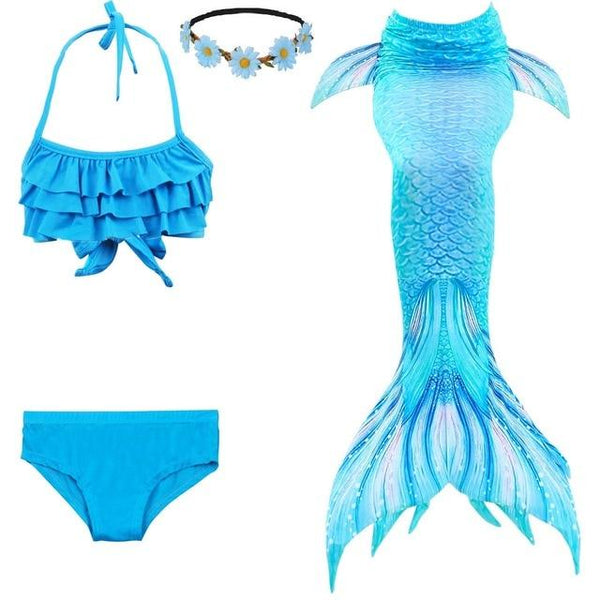 2019 New Girls Swimsuit Mermaid Tails for Swimming Princess Bikini Bathing Suit Set for 3-12Y(No Monofin)