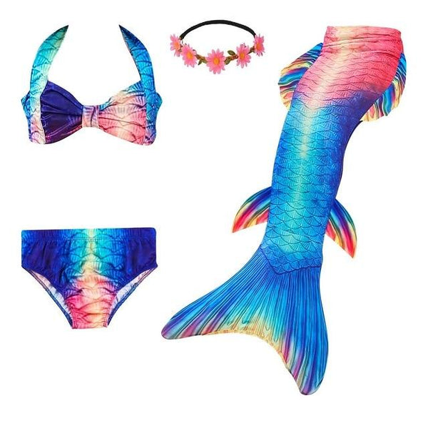 2019 New Girls Swimsuit Mermaid Tails for Swimming Princess Bikini Bathing Suit Set for 3-12Y(No Monofin)