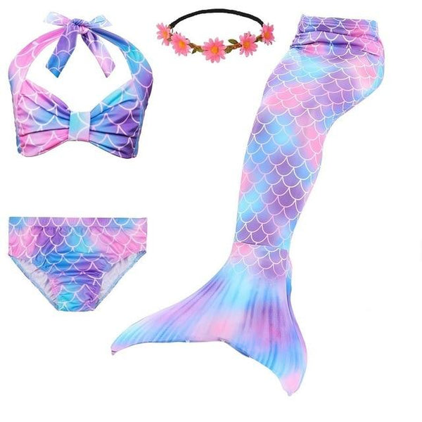 2019 New Girls Swimsuit Mermaid Tails for Swimming Princess Bikini Bathing Suit Set for 3-12Y(No Monofin)