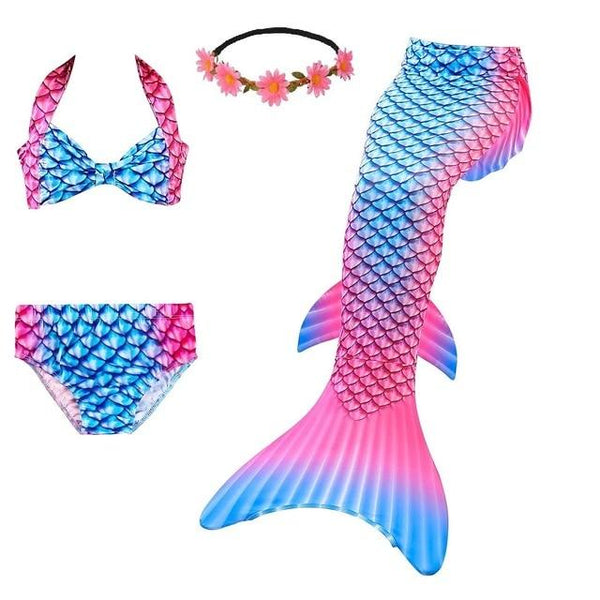 2019 New Girls Swimsuit Mermaid Tails for Swimming Princess Bikini Bathing Suit Set for 3-12Y(No Monofin)