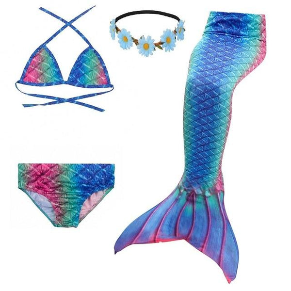 2019 New Girls Swimsuit Mermaid Tails for Swimming Princess Bikini Bathing Suit Set for 3-12Y(No Monofin)