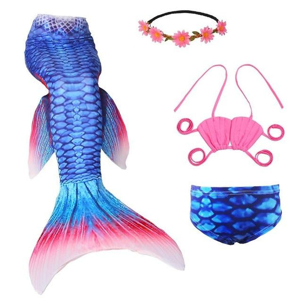 2019 New Girls Swimsuit Mermaid Tails for Swimming Princess Bikini Bathing Suit Set for 3-12Y(No Monofin)