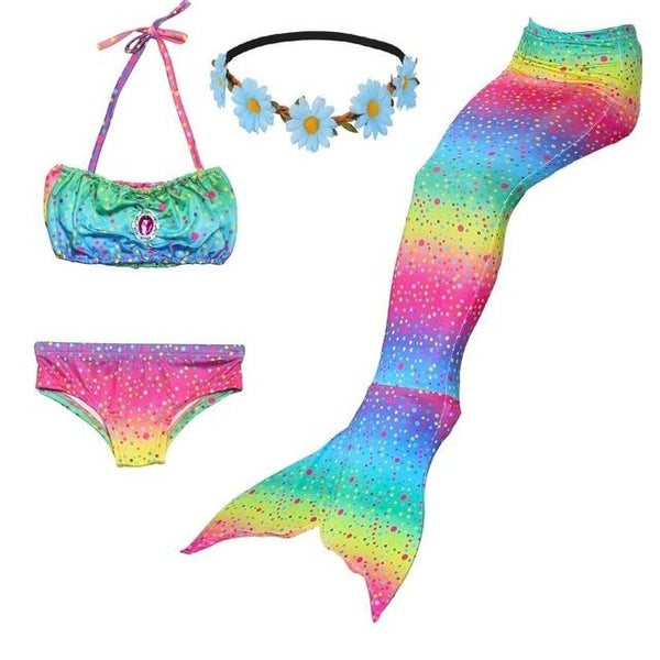 2019 New Girls Swimsuit Mermaid Tails for Swimming Princess Bikini Bathing Suit Set for 3-12Y(No Monofin)