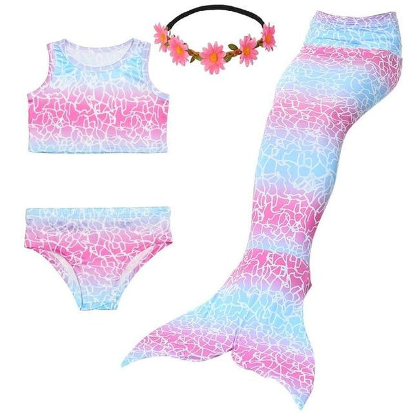 2019 New Girls Swimsuit Mermaid Tails for Swimming Princess Bikini Bathing Suit Set for 3-12Y(No Monofin)