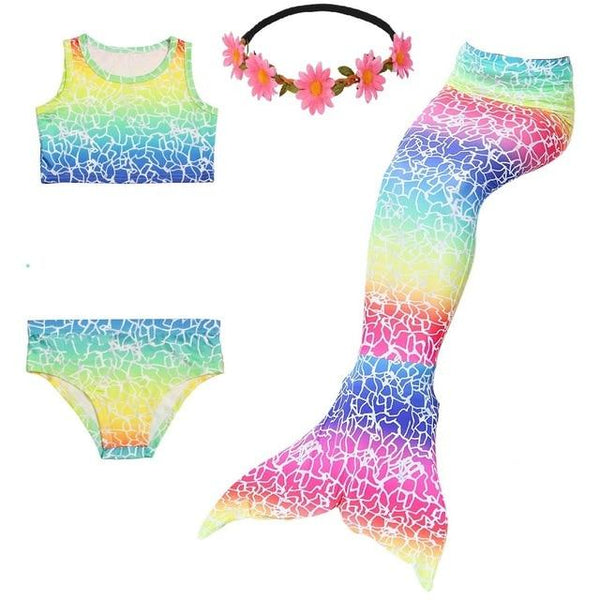 2019 New Girls Swimsuit Mermaid Tails for Swimming Princess Bikini Bathing Suit Set for 3-12Y(No Monofin)