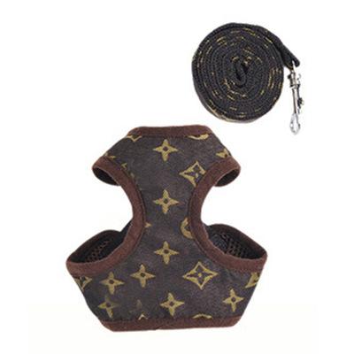 Khaki and apricot plaid two styles pet chest back collar with traction rope pet supplies accessories suitable for small and medi