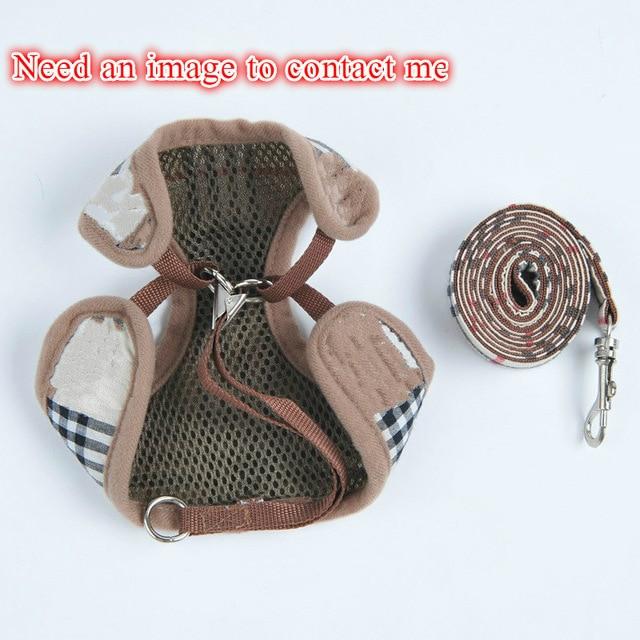 Khaki and apricot plaid two styles pet chest back collar with traction rope pet supplies accessories suitable for small and medi