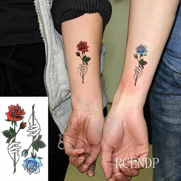 Waterproof Temporary Tattoo Stickers Beautiful Flower Rose fake Tatto Flash Tatoo Tatouage Hand Back Foot Arm for Girl Women Men