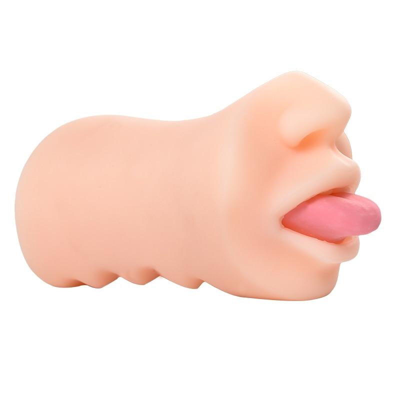 Male Masturbator Oral Sex Blowjob Deep Throat Masturbation Cup with Teeth Tongue Realistic Pocket Sex Toys for Men 2019