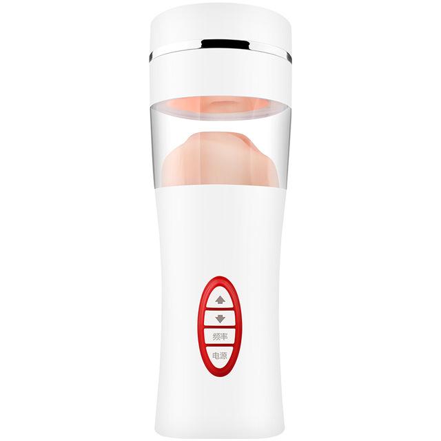 Realistic Oral Deep Throat Aircraft Cup Male Masturbator Intelligent Pronunciation Heating Shock Masturbation Adult Oral Sex Toy