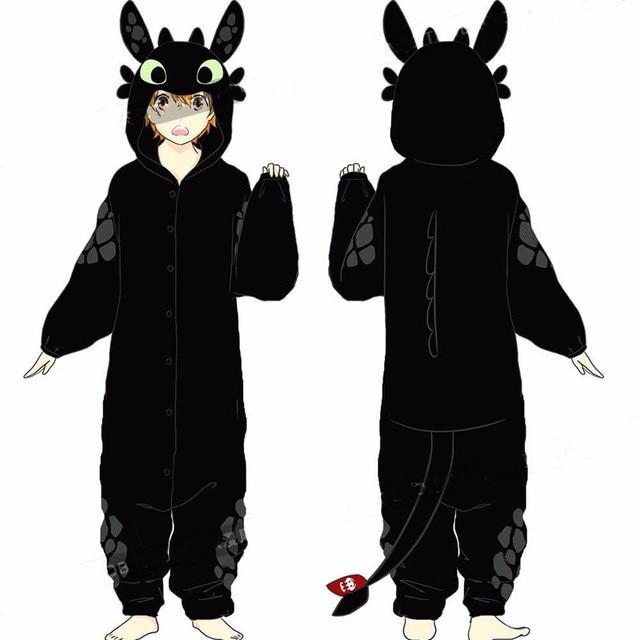 Cartoon How To Train Your Dragon Night Fury Toothless Cosplay Costumes Flannel Pajamas Kids Adult Sleepwear Bathrobe Jumpsuits