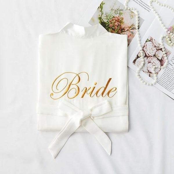 Women Rayon Embroidery Bride Bridesmaid Kimono Bathrobe Dress Sexy Mini Sleep Nightshirt Sleepwear Wedding Robes