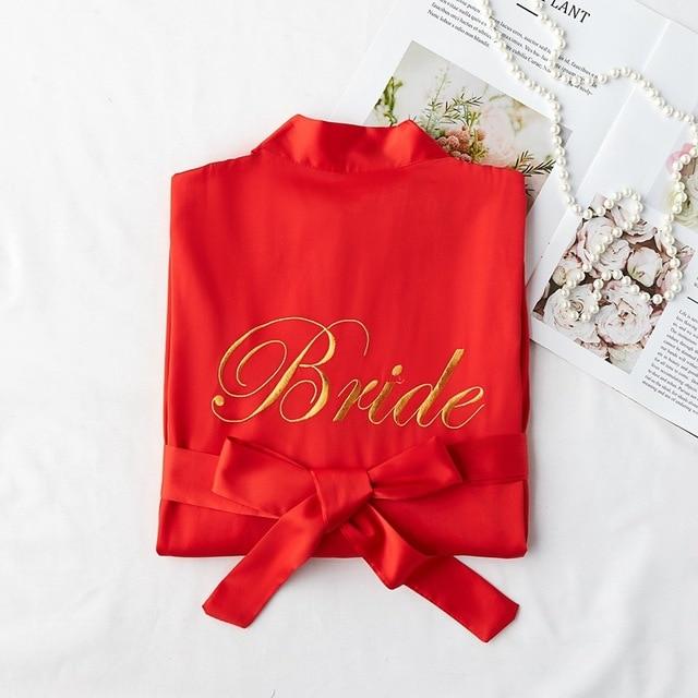 Women Rayon Embroidery Bride Bridesmaid Kimono Bathrobe Dress Sexy Mini Sleep Nightshirt Sleepwear Wedding Robes