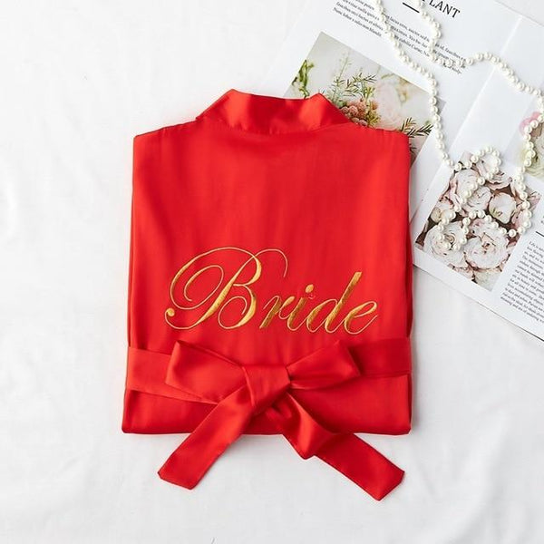 Women Rayon Embroidery Bride Bridesmaid Kimono Bathrobe Dress Sexy Mini Sleep Nightshirt Sleepwear Wedding Robes