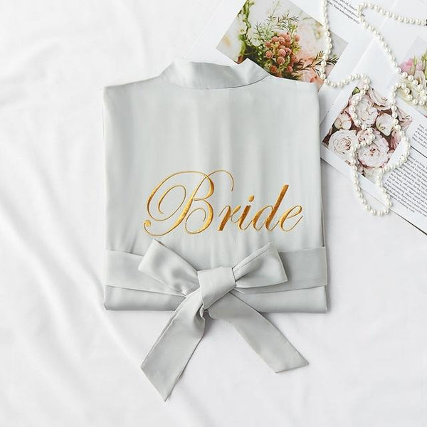 Women Rayon Embroidery Bride Bridesmaid Kimono Bathrobe Dress Sexy Mini Sleep Nightshirt Sleepwear Wedding Robes