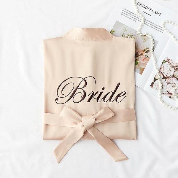 Women Rayon Embroidery Bride Bridesmaid Kimono Bathrobe Dress Sexy Mini Sleep Nightshirt Sleepwear Wedding Robes