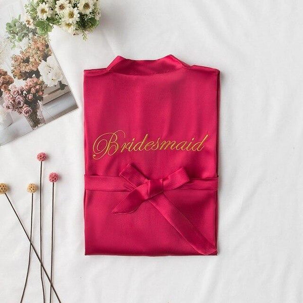 Women Rayon Embroidery Bride Bridesmaid Kimono Bathrobe Dress Sexy Mini Sleep Nightshirt Sleepwear Wedding Robes