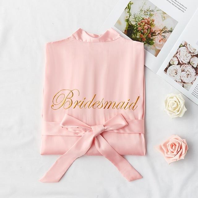 Women Rayon Embroidery Bride Bridesmaid Kimono Bathrobe Dress Sexy Mini Sleep Nightshirt Sleepwear Wedding Robes