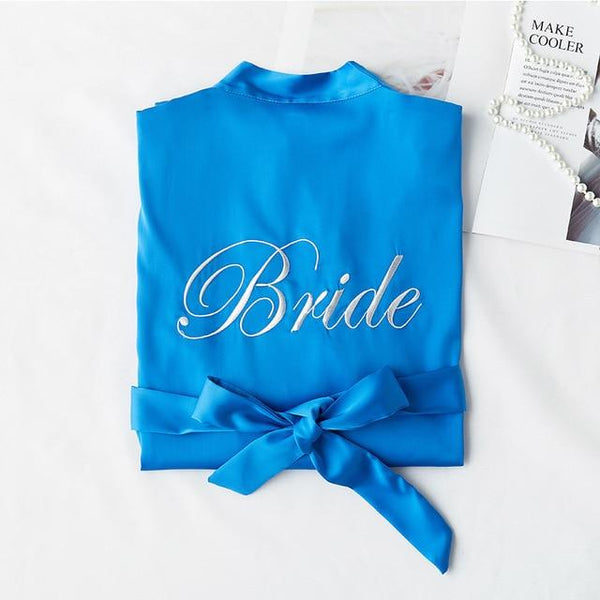 Women Rayon Embroidery Bride Bridesmaid Kimono Bathrobe Dress Sexy Mini Sleep Nightshirt Sleepwear Wedding Robes